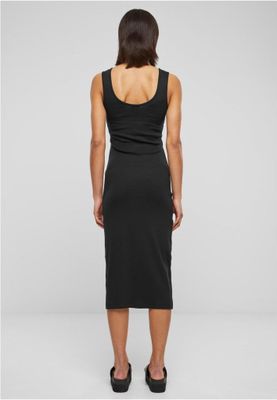 Midi dress in stretchy cotton with round neckline