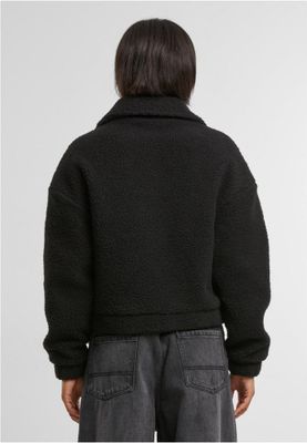 Fluffy jacket women's trendy button closure