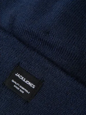 Mörkblå ribbstickad mössa Jack & Jones