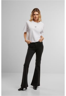 T-shirt med blomma broderad bröst regular – vit