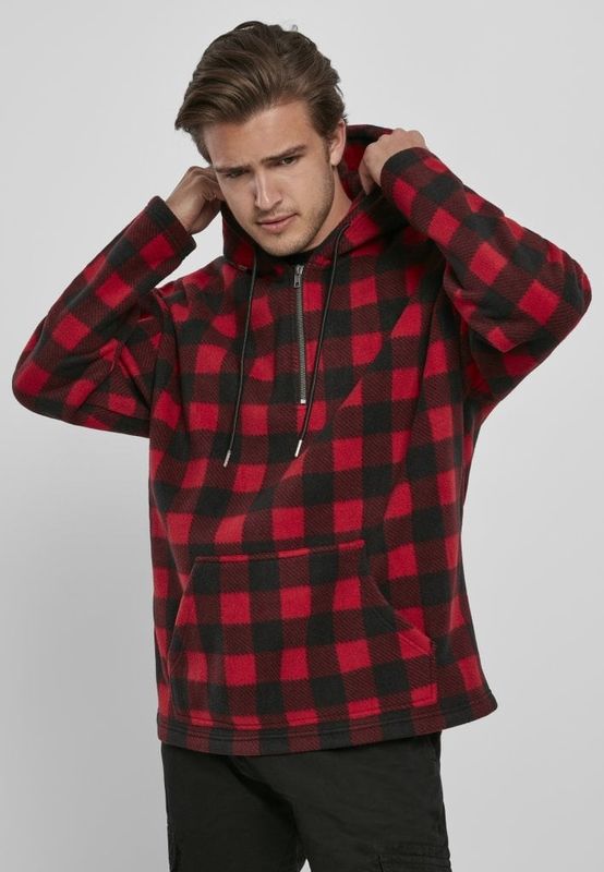 Men's red checkered hoodie