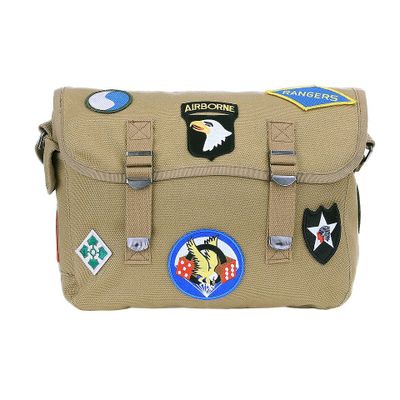 Canvas messenger bag - WWII patches