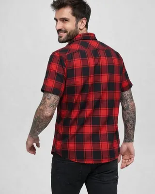 Short-sleeved flannel shirt red/black