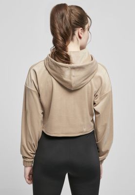 Ladies Cropped Velvet Oversized Hoody