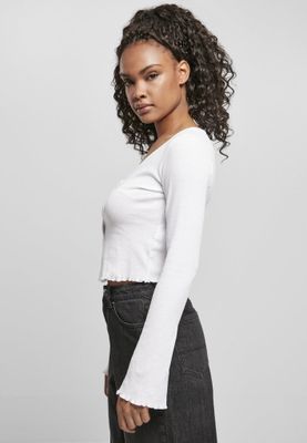 Ladies Cropped Rib Cardigan