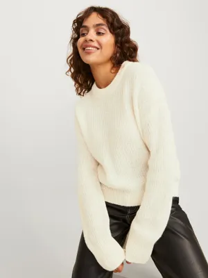 Mysig ribbstickad crew neck tröja JJXX