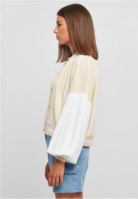 Oversized Two-Tone College Terry Jacket for Women