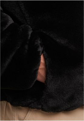 Full Zip Faux Fur Hoodie för herr – svart