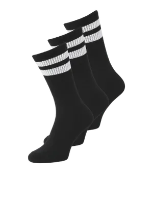 Svarta sportstrumpor med rand - 3-pack
