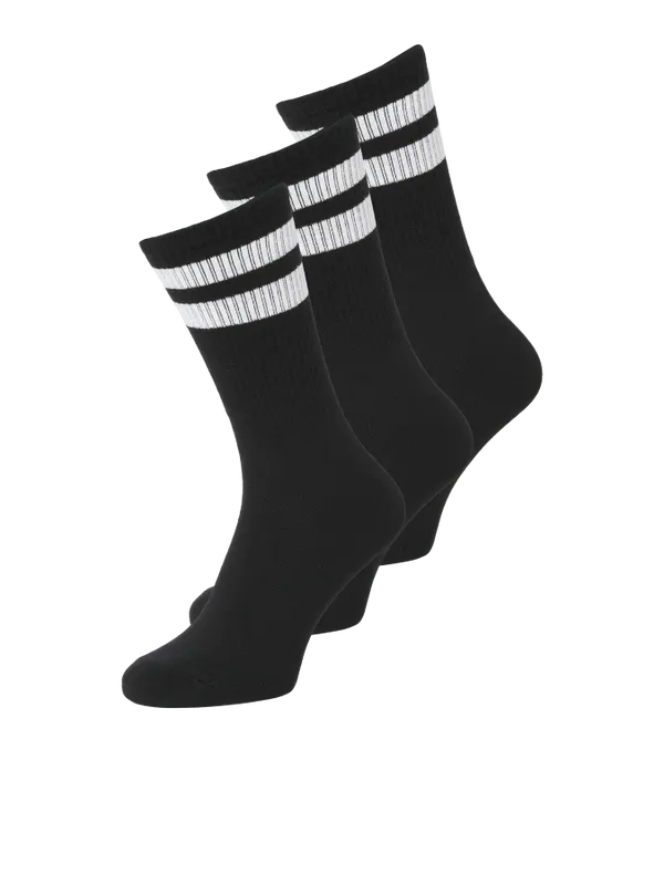 Svarta sportstrumpor med rand - 3-pack