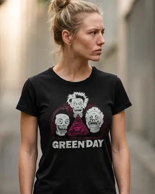 Green Day Skulls Girly Tee