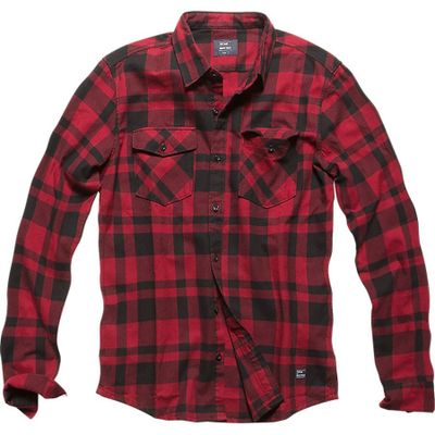 Red herringbone flannel shirt men