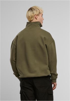 Frontdragkedja, hög krage Cut&Sew Troyer Huvtröja för herr – olive