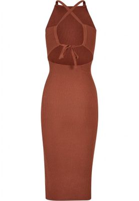 Ladies Midi Rib Knit Crossed Back Dress
