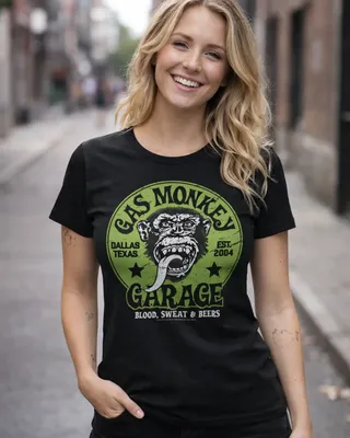 Gas Monkey Garage - Green Logo Girly Tee