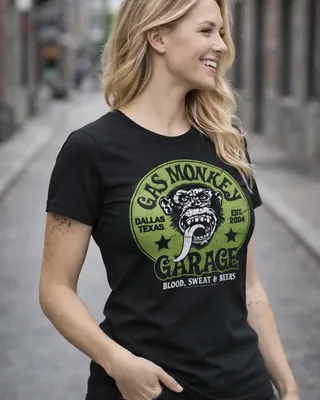 Gas Monkey Garage - Green Logo Girly Tee