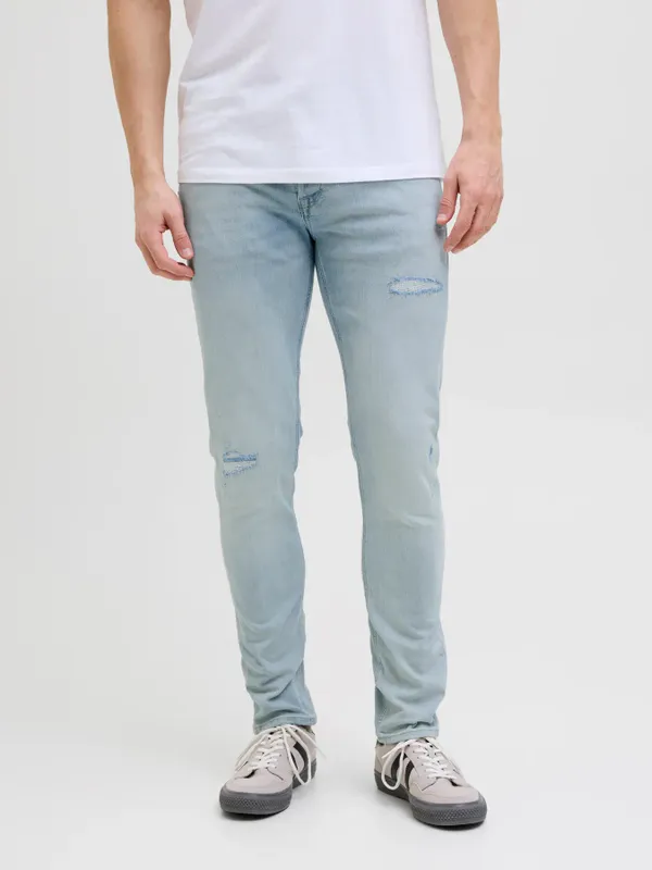 Ljusblå slitna jeans slim fit - GLENN
