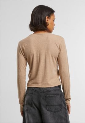 Women's ribbed cardigan with button closure