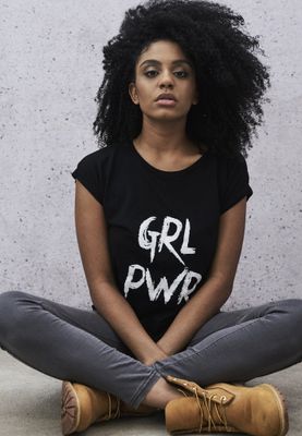 Sort t-shirt dame girlpower