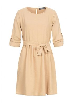 Beige Turn-Up Dress