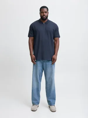 Mörkblå piké med dragkedja – Jack & Jones Plus Size