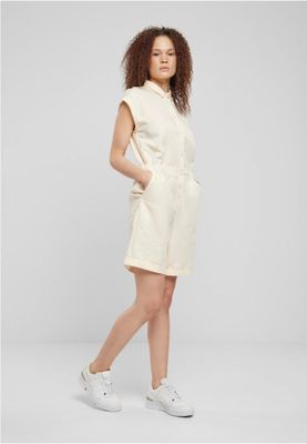 Short sleeve jumpsuit with shirt collar