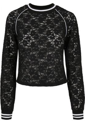 Short sweatshirt in lace fabric