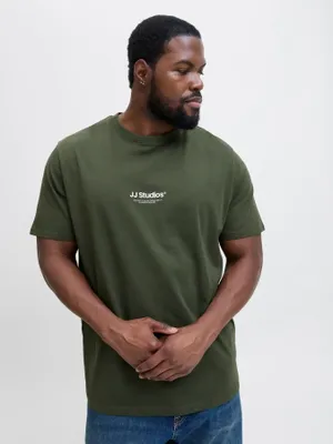 Mörkgrön T-shirt med liten logga – Jack & Jones Plus Size