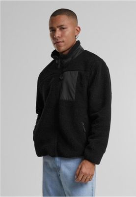 Sporty fleece jacket for men with zipper and breast pocket