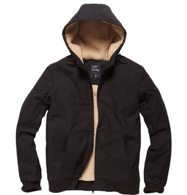 Short hooded jacket with teddy lining