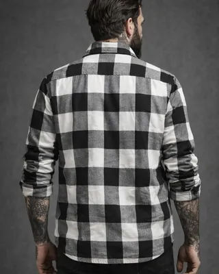Vit/svart flanelljacka herr