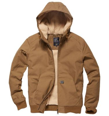 Short hooded jacket with teddy lining