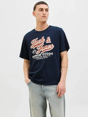 Ekologisk Blå T-shirt med Rund Hals och Kort Ärmar