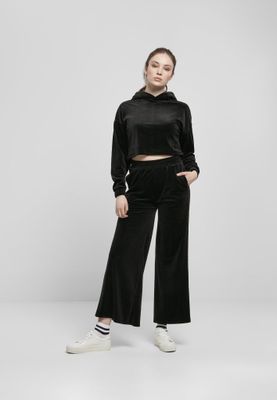 Ladies Cropped Velvet Oversized Hoody