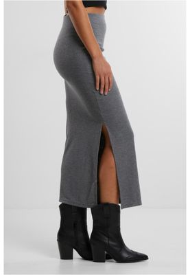 Ladies Rib High Slit Skirt Kjol för dam – darkgreymelange