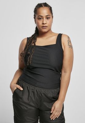 Square ribbed black lady top