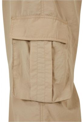 Wide nylon cargo pants for women