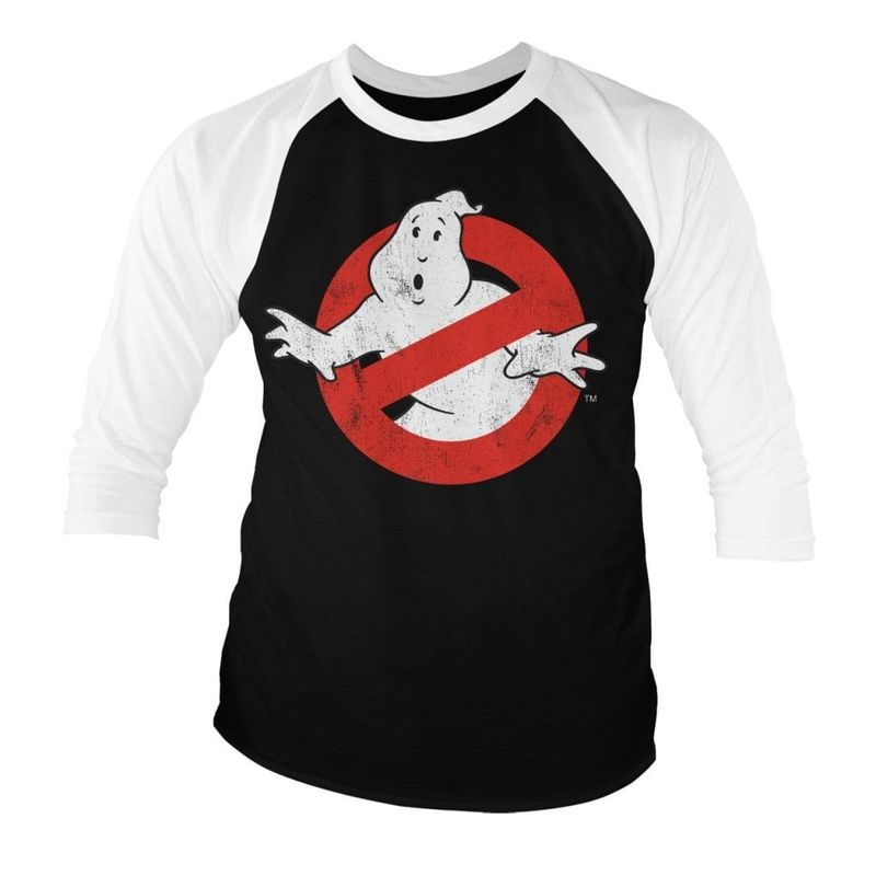 Ghostbusters Distressed Logo Baseball 3/4 Sleeve Tee