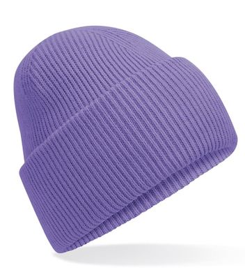Klassisk strikbeanie med dyb skygge