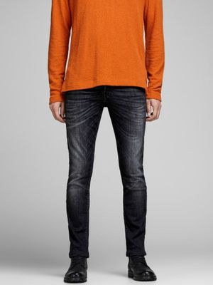 Sorte vaskede slimfit jeans til mænd