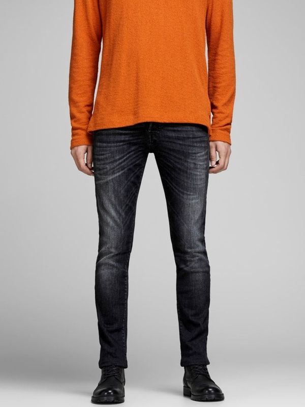 Sorte vaskede slimfit jeans til mænd
