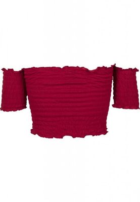 Short stretch top with bare shoulders
