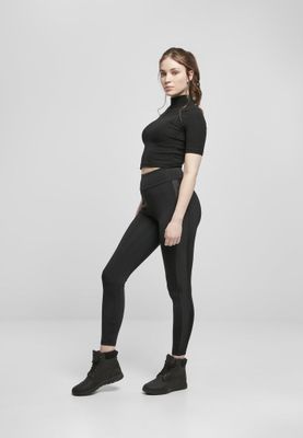 Sorte leggings med sort bred stribe