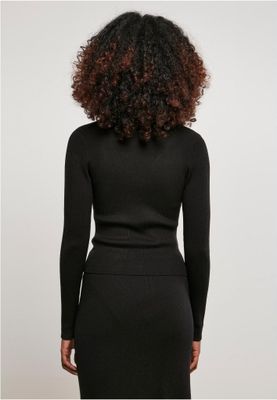 Ladies Short Rib Knit Cardigan