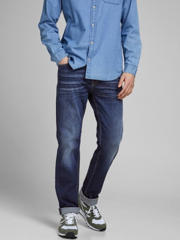 Mørkeblå vaskede jeans herre regular fit