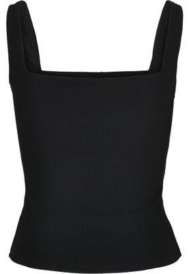 Square ribbed black lady top