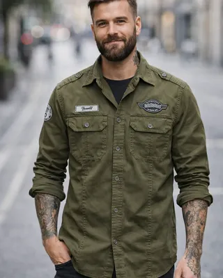 Luis Vintage skjorte - olivengrøn