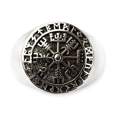 Viking compass ring 925 silver