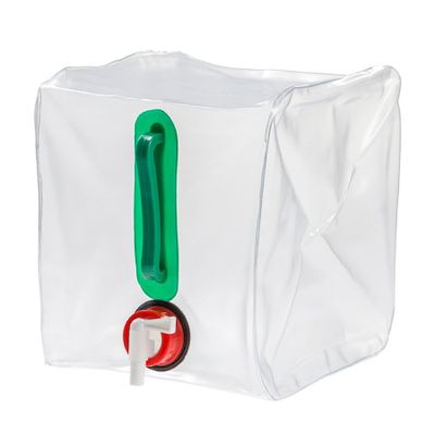 Sammenklappelig vandkande med vandhane og bærehåndtag