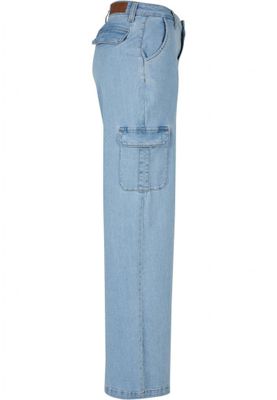 Ladies High Waist Straight Denim Cargo Pants